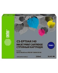 Картридж струйный CS-EPT04A140 T04A1 черный (230мл) для Epson WorkForce Pro WF-C8190, WF-C8690 Cactus