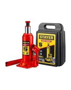 Домкрат бутылочный гидравлический RED FORCE, 5т, 216-413 мм в кейсе (43160-5-K) Stayer