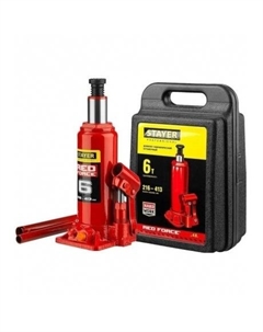 Домкрат бутылочный гидравлический RED FORCE, 6т, 216-413 мм в кейсе (43160-6-K) Stayer