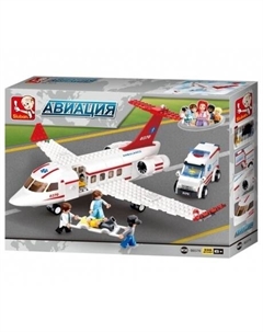 Конструктор"Авиация"Самолет Скорой помощи(336дет)в коробке SLUBAN M38-B0370 Sluban