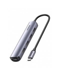 Адаптер UGREEN CM417 (20197) USB-C to 4*USB 3.0+HDMI Adapter серый Ugreen