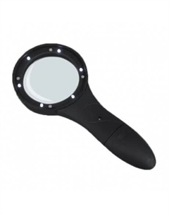 Лупа ручная круглая 4x, 63 мм, с подсветкой, ультрафиолет (6 LED) TH-600559 Kromatech