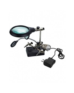 Лупа настольная 2,5x/7,5x/10x, 34/90 мм, с держателем и подсветкой (5 LED) MG16129-С Kromatech