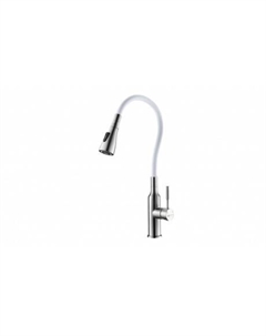 Смеситель для кухни Lemark с гибким изливом и 2х-функциональным аэратором, сталь/белый (LM5082S-White)