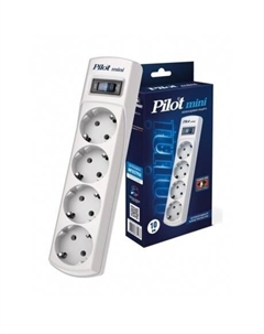 Сетевой фильтр mini 10м (4 розетки) белый Pilot