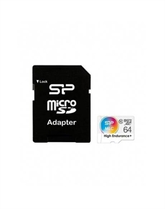 Карта памяти microSD 64GB High Endurance microSDXC Class 10 UHS-I U3 (SD адаптер), MLC Silicon power
