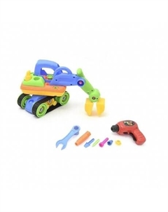 Конструктор "Экскаватор" в коробке шуруповерт на батарейках,отвертка,камни (имитация) No name