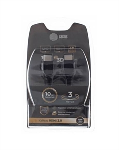 Кабель аудио-видео Cactus CS-HDMI.2-3 HDMI (m)/HDMI (m) 3м. Позолоченные контакты черный