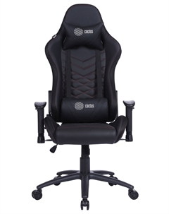 Кресло Cactus CS-CHR-0099BLR игровое, черный/красный эко.кожа металл