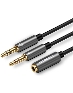 Кабель акустический AV140 20899_ Jack 3.5mm(гнездо)/2*Jack 3.5mm(штекер), 0.2м, черный Ugreen