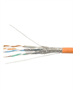Кабель витая пара S/FTP 7 кат. 4 пары SSTP-4P-Cat.7-SOLID-IN-LSZH 22AWG(0.58 мм), медь, одножильный (solid), внутренний, LSZH, оранжевый, уп/30 Cabeus