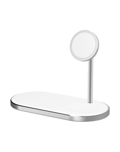 Зарядное устройство беспроводное Lyambda LWI11 магнитное для двух телефонов и наушников, белое