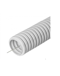 Труба гофрированная лёгкая 20132HFR-UF ПНД-FRUF, с зондом, без галогена, трудногорючая, атмосферостойкая,цвет серый, диам. 32мм (25м) Ecoplast