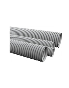 Труба гофрированная лёгкая 60150HFR ПП HFFR, с зондом, без галогена, трудногорючая, цвет серый, диам. 50мм, (15м) Ecoplast