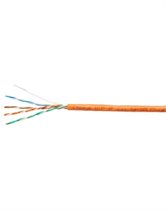 Кабель витая пара U/UTP 5e кат. 4 пары UTP-4P-Cat.5e-SOLID-OR 24AWG(0.51 мм), медь, одножильный (solid), внутренний, PVC, нг(A)-LS, оранжевый Cabeus