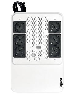 Источник бесперебойного питания Keor Multiplug 600VA 310081 600VA/360W, 6xSchuko outlets(3 Surge & 3 batt.), USB charger Legrand