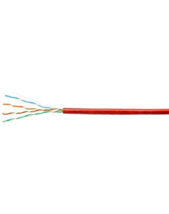 Кабель витая пара U/UTP 5e кат. 4 пары UTP-4P-Cat.5e-SOLID-RD-100 (24 AWG), одножильный, PVC нг(А)-LS, красный (100 м) Cabeus