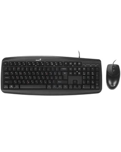 Клавиатура и мышь KM-200 31330003416 клавиатура: 115 клавиш + 8 дополнительных, мышь: оптическая, 1000 DPI, кабель 1.5м., черный Genius