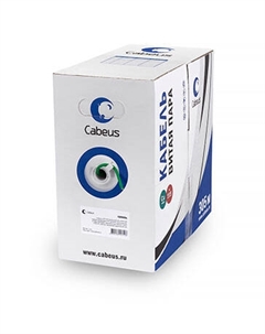 Кабель витая пара U/UTP 5e кат. 4 пары UTP-4P-Cat.5e-SOLID-LSLTx-GN (24 AWG), одножильный, нг(А)-LSLTx, зеленый (305 м), системная гарантия 25 Cabeus