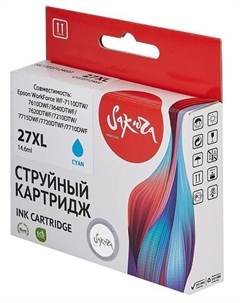 Картридж SIC13T27124022 струйный, увеличенный для Epson WorkForce WF-7110DTW/7610DWF/3640DTWF/7620DTWF/7210DTW/7715DWF/7720DTWF/7710DWF, голубо Sakura