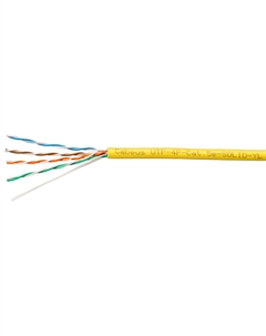 Кабель витая пара U/UTP 5e кат. 4 пары UTP-4P-Cat.5e-SOLID-YL 24AWG(0.51 мм), медь, одножильный (solid), внутренний, PVC, нг(A)-LS, жёлтый, уп/ Cabeus