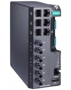 Коммутатор управляемый EDS-4009-3MST-HV 6*10/100BaseT(X) ports, 3*100BaseFX multi-mode ports with ST connectors, single power input 110/220 Moxa