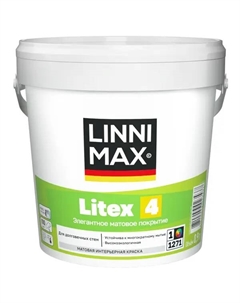 Краска для стен и потолков моющаяся Litex 4 матовая цвет белый база A 0.9 л Linnimax