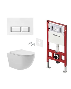 Комплект инсталляция и унитаз Tece Spring безободковый с микролифтом клавиша цвет белый