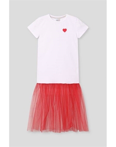 Платье хлопковое с юбкой из сетки Kidsparad