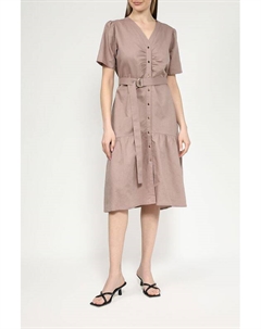 Платье с V-вырезом из льна и хлопка Unq