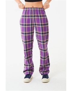 Брюки хлопковые на эластичном поясе в клетку Смена