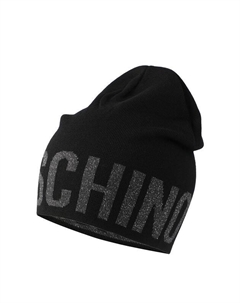 Шапка бини с добавлением шерсти и логотипом бренда Moschino