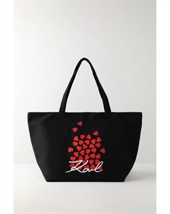 Сумка шоппер хлопковая с принтом Hearts Karl lagerfeld