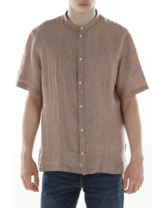 Рубашка льняная в полоску с коротким рукавом Casual friday