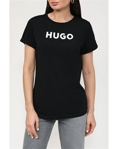 Хлопковая футболка с логотипом бренда Hugo