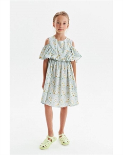 Платье хлопковое с оборками и принтом ромашки Silver spoon ceremony