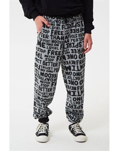 Брюки хлопковые на кулиске с принтом Смена