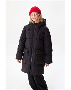 Пальто утепленное с капюшоном с накладными карманами Смена