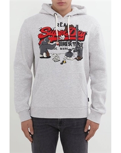 Худи хлопковое с принтом Superdry