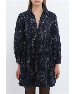 Платье хлопковое c v- вырезом расклешенное Desigual