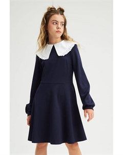Платье с контрастным воротником и расклешенной юбкой Смена