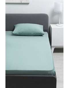 Простыня хлопковая натяжная Melange Emerald 21maison