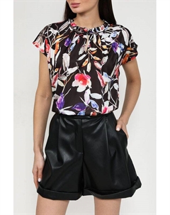 Блуза с оборкой на воротнике и принтом More&more