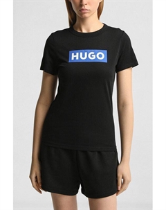Футболка хлопковая с логотипом бренда Hugo blue