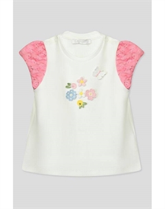 Футболка хлопковая с кружевными рукавами Choupette