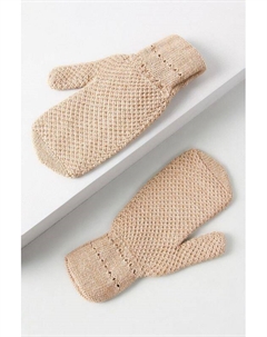 Варежки с фактурой Соты из смесовой шерсти Снег идёт