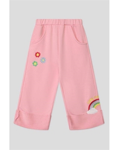 Брюки хлопковые с отворотами и принтом Love therapy