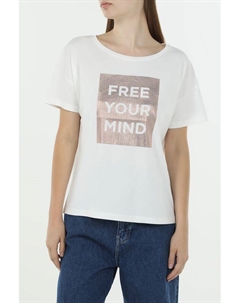 Футболка из смесового хлопка с принтом Comma,