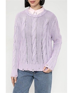 Джемпер хлопковый вязаный косами Monari