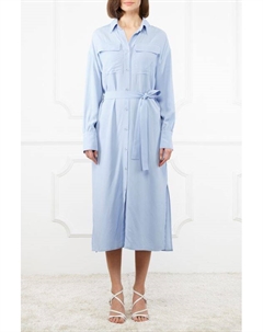 Платье-рубашка на поясе с карманами Eleganzza
